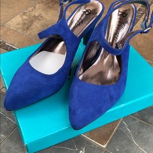 New Royal Blue suede shoes never worn.